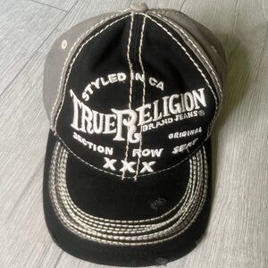 True Religion XXX Distressed
Trucker Baseball Cap Hat Section
Row Seat